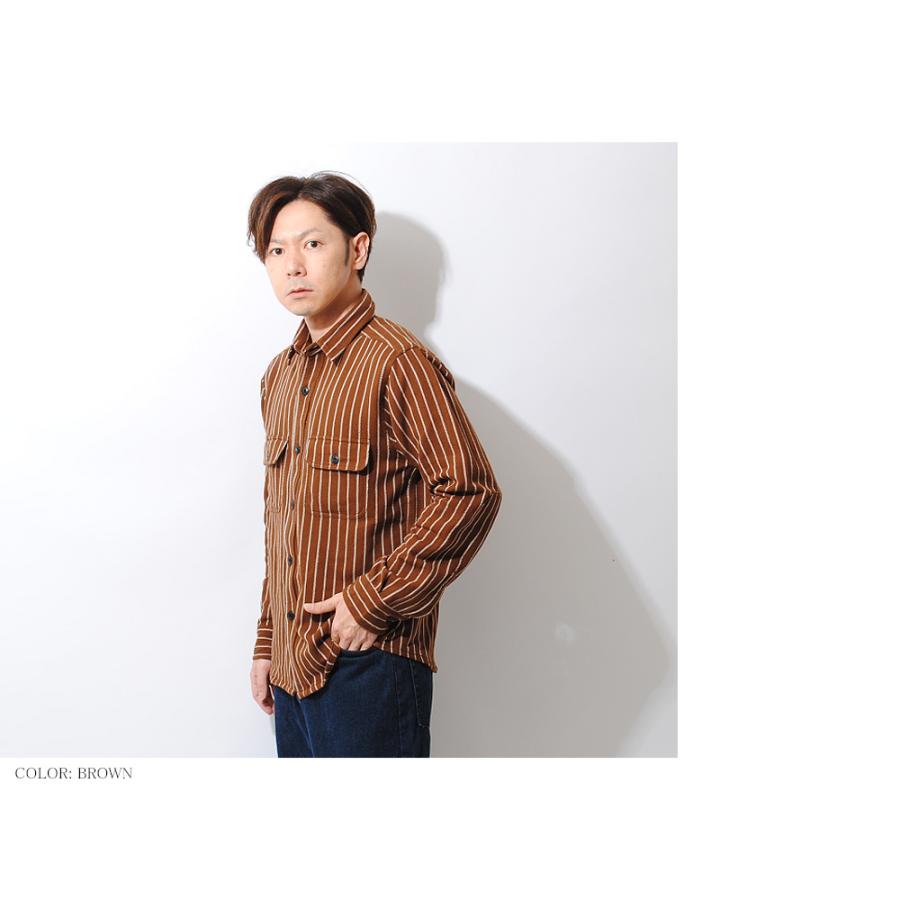 ストライプシャツ メンズ 厚手 ネルシャツ 長袖シャツ 暖かい