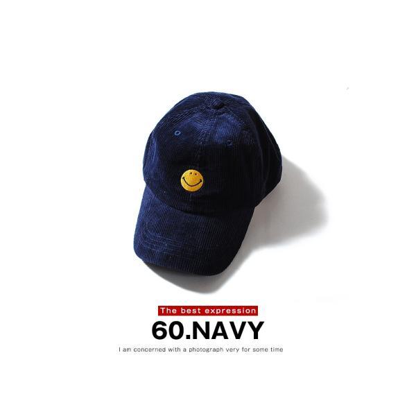 スマイルコーデュロイキャップ 帽子 メンズ レディース コーデュロイ