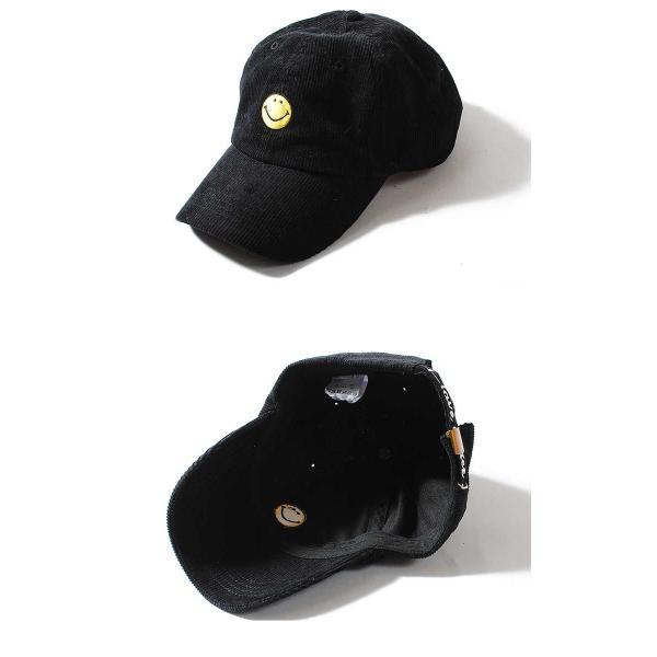 スマイルコーデュロイキャップ 帽子 メンズ レディース コーデュロイ