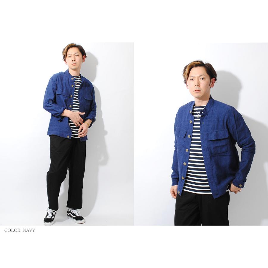 夏物セール!!]フレンチリネン スタンドカラージャケット メンズ