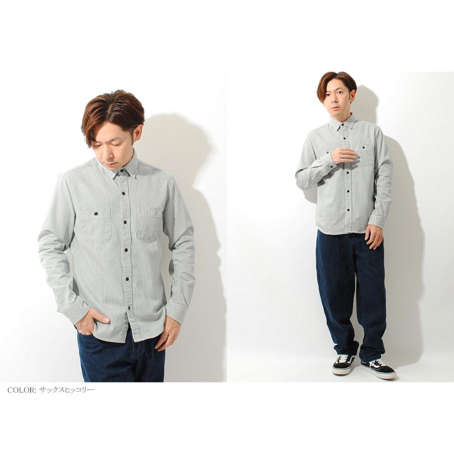 国産ヒッコリー ストライプ ワークシャツ macbatros メンズ 日本製 8ozデニム長袖｜re-ap｜19