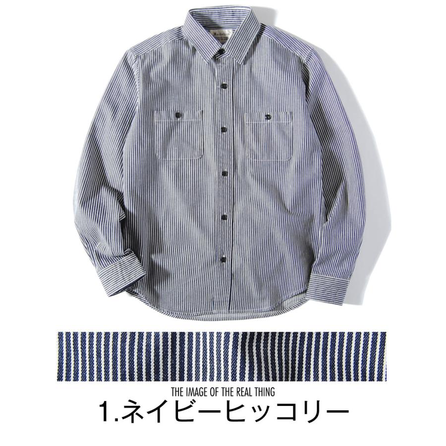 国産ヒッコリー ストライプ ワークシャツ macbatros メンズ 日本製 8ozデニム長袖｜re-ap｜02