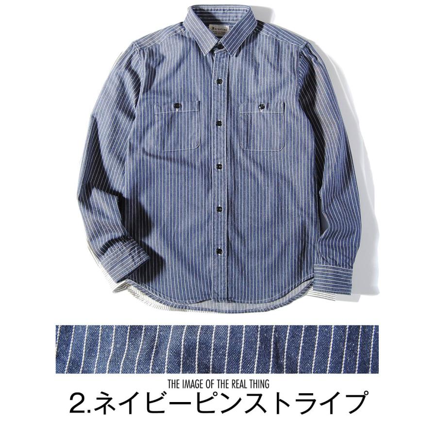 国産ヒッコリー ストライプ ワークシャツ macbatros メンズ 日本製 8ozデニム長袖｜re-ap｜03