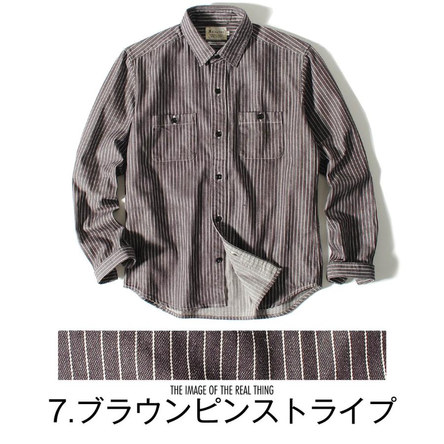 国産ヒッコリー ストライプ ワークシャツ macbatros メンズ 日本製 8ozデニム長袖｜re-ap｜07