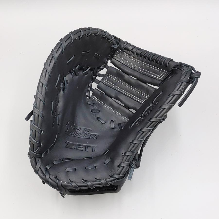 ZETT ブラック 軟式ファーストミット ゼット（ZETT） 【新品】 軟式用 ファーストミット 無料型付け (ZETT