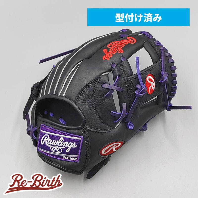 【新品】 ローリングス 軟式グローブ / オールラウンド用 型付け済み (パープル / colored by Re-Birth) [NE325]｜re-birth-baseball