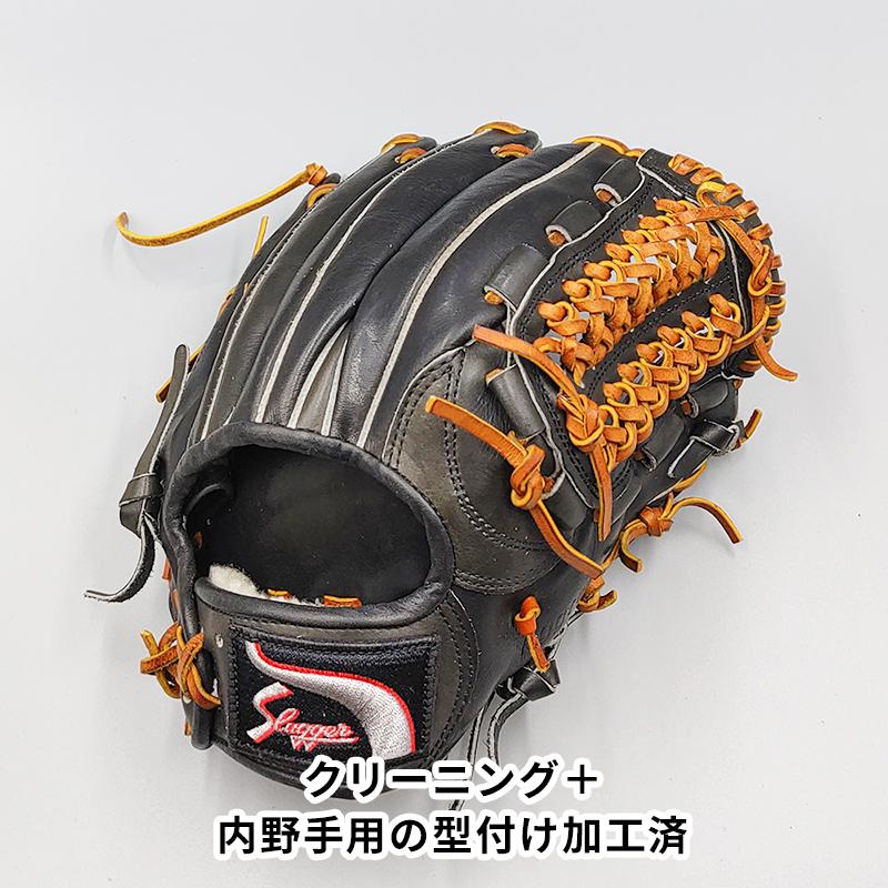 【クリーニング済み (高校野球対応)】 スラッガー 硬式グローブ / 内野手用 型付け済み (slugger グラブ)[WE678]｜re-birth-baseball｜02