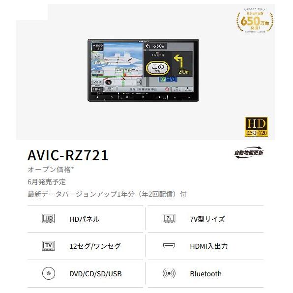楽ナビ 【取寄商品】カロッツェリア7V型楽ナビAVIC-RZ721