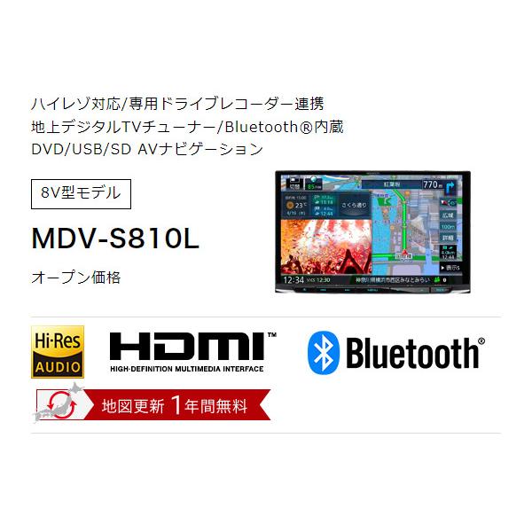 【取寄商品】ケンウッド8V型彩速ナビMDV-S810L+スペーシア(MK53S型/MK33V型の全方位モニター用カメラ無し車)用取付キットセット｜re-birth｜02