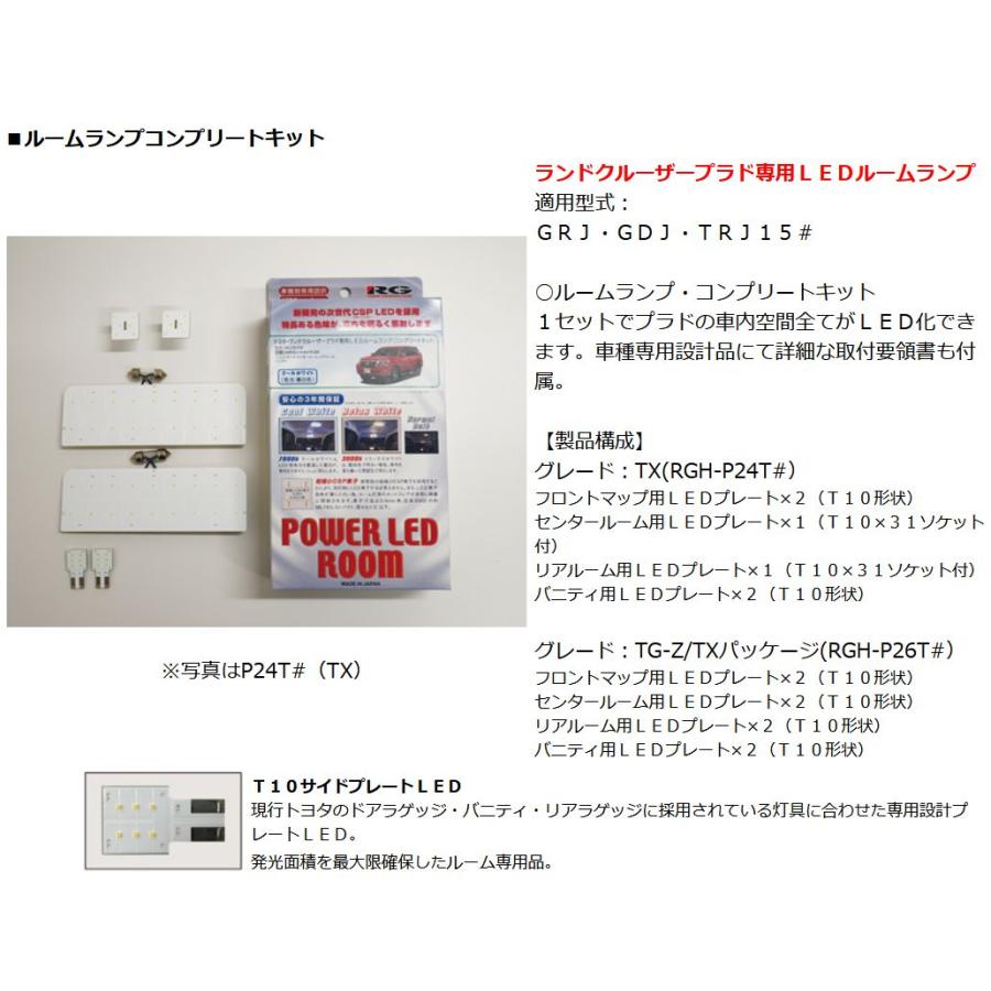 【取寄商品】RGレーシングギア150系ランドクルーザープラドTXグレード(H21/9〜)用LEDルームランプ・コンプリートキットRGH-P24TL(3000K)｜re-birth｜05