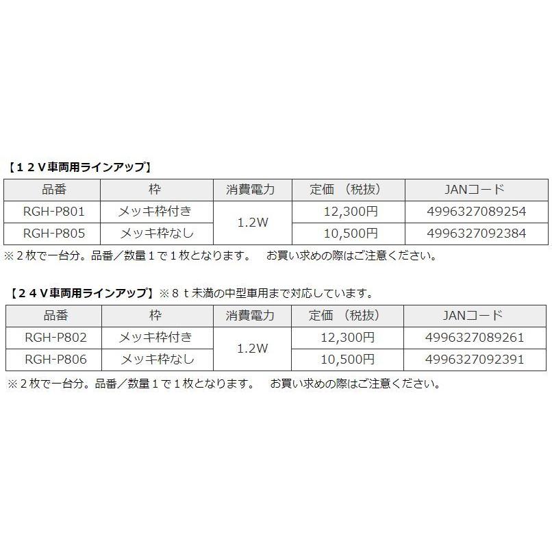 【取寄商品】RGレーシングギアPOWER-LED字光式ナンバープレート(乗用車用)国交省認可/車検対応品[RGH-P805(12V車用メッキ枠なし)]の画像