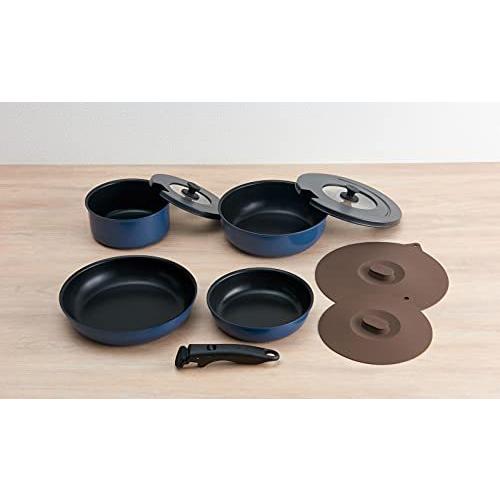 サーモス デュラブルシリーズ 取っ手のとれるフライパン9点セットCA ガス火専用 インディゴブルー KSC-9A IBL