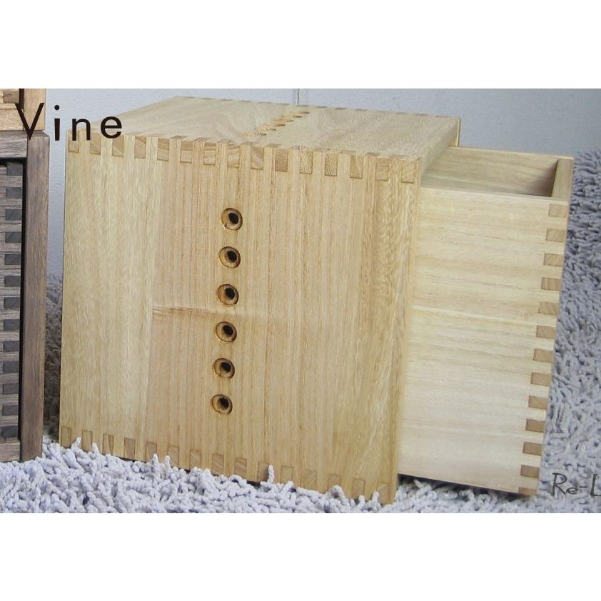 日本製・桐無垢材キューブボックス Vine ヴァイン　M BOX1個＋フリーBOX中1個のセット オープン 完成品　引き出し 1