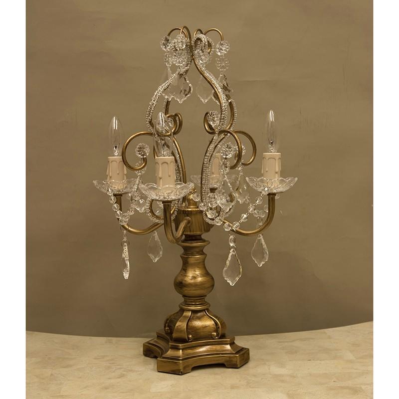 スタンドシャンデリア　ホワイト ゴールド　アンティーク　4灯 シャンデリア 卓上シャンデリアランプ4灯 3色より選択 アンティークゴールド