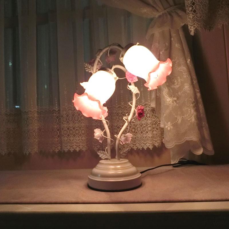 倉庫 ピンク 薔薇 ホワイト 照明 テーブルランプ ローズ 2灯タッチ 