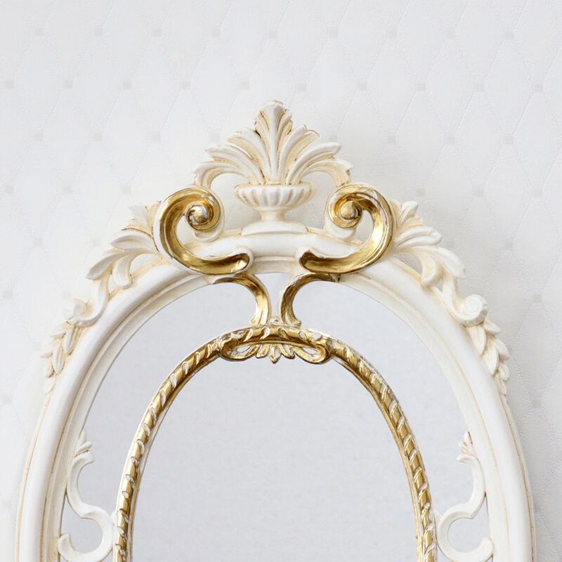 ウォールミラー 壁掛け鏡 イタリア製 ホワイト・ゴールド REG1-C457