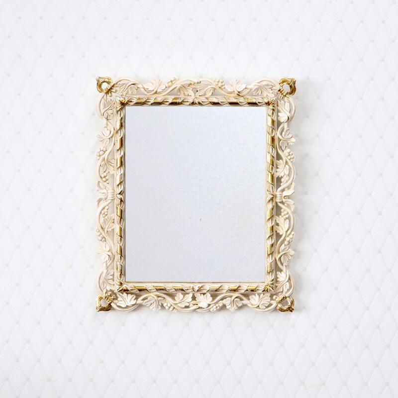 ウォールミラー 壁掛け鏡 イタリア製 ホワイト・ゴールド REG1