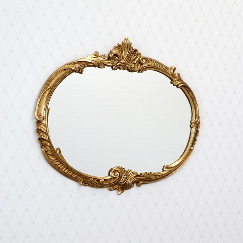 楕円ウォールミラー 壁掛け鏡 イタリア製 アンティーク ゴールド REISA