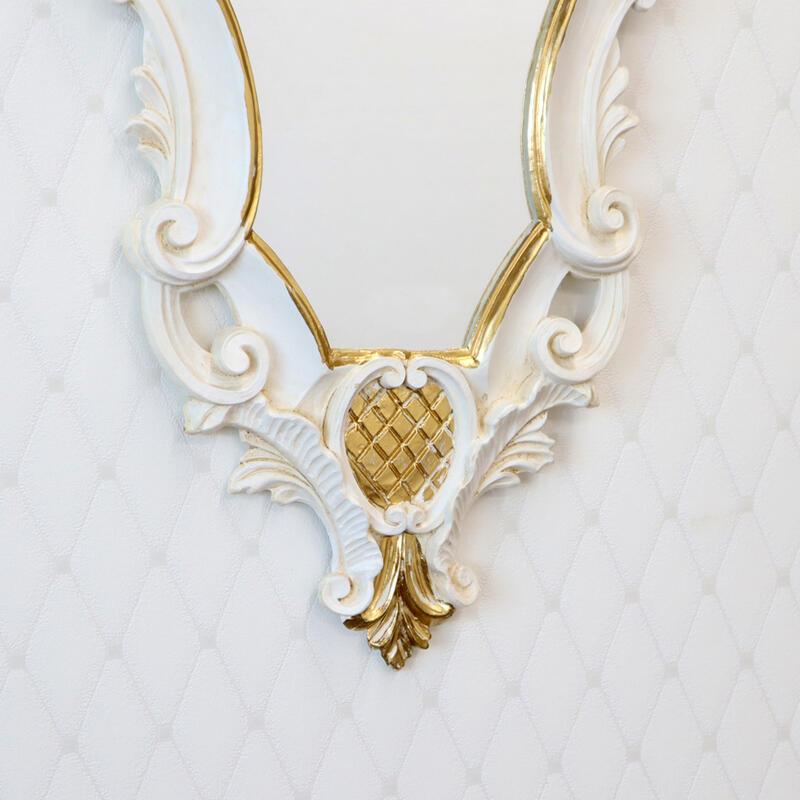 イタリア製レリーフミラー（ホワイト×ゴールド）