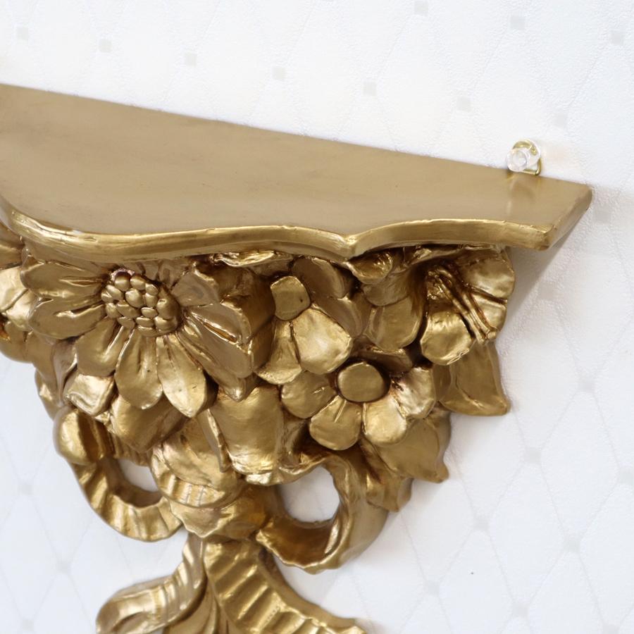 イタリア製　壁掛けリボンコンソール（ゴールド） イタリア製 ゴールドフラワーコンソール 壁掛けコンソール