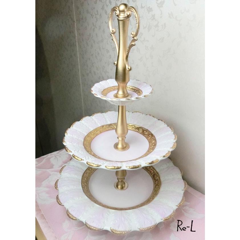 イタリア製 ケーキスタンド 3段 イタリア製 VILLARI ヴィラリ3段クイーンエリザベススタンド ケーキ