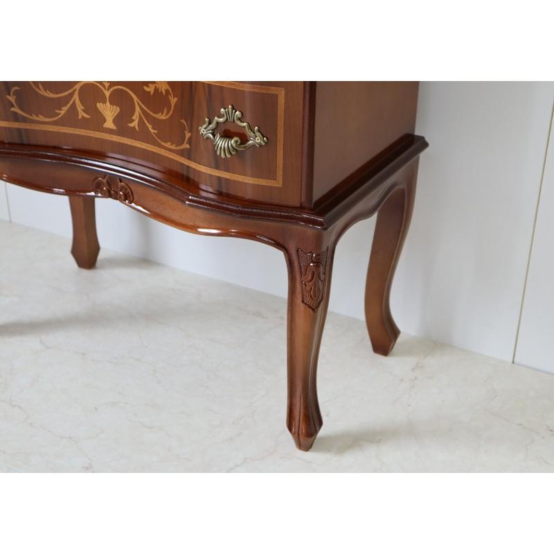 TAROCCO VACCARI イタリア製家具3段チェスト 象嵌 猫脚 ブラウン