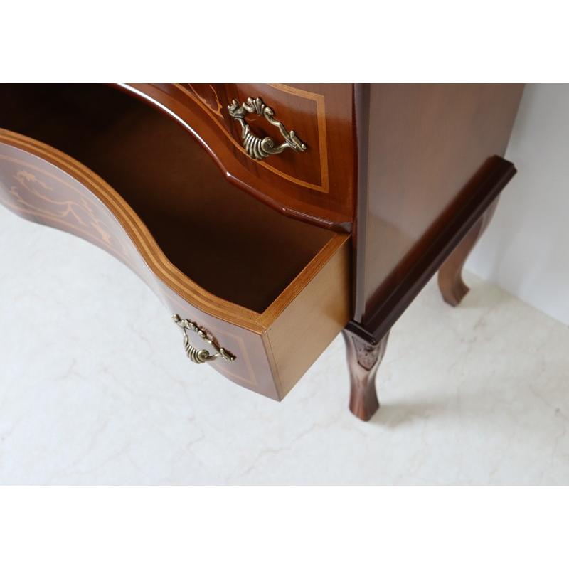 TAROCCO VACCARI イタリア製家具3段チェスト 象嵌 猫脚 ブラウン