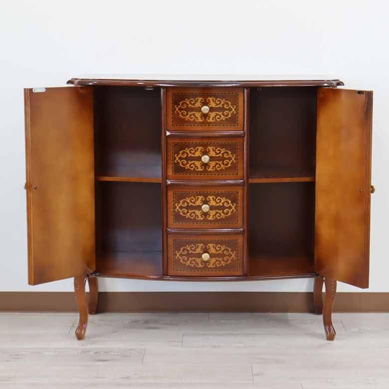 イタリア製 タロッコ 象嵌 キャビネット 棚 収納 引出し アンティーク