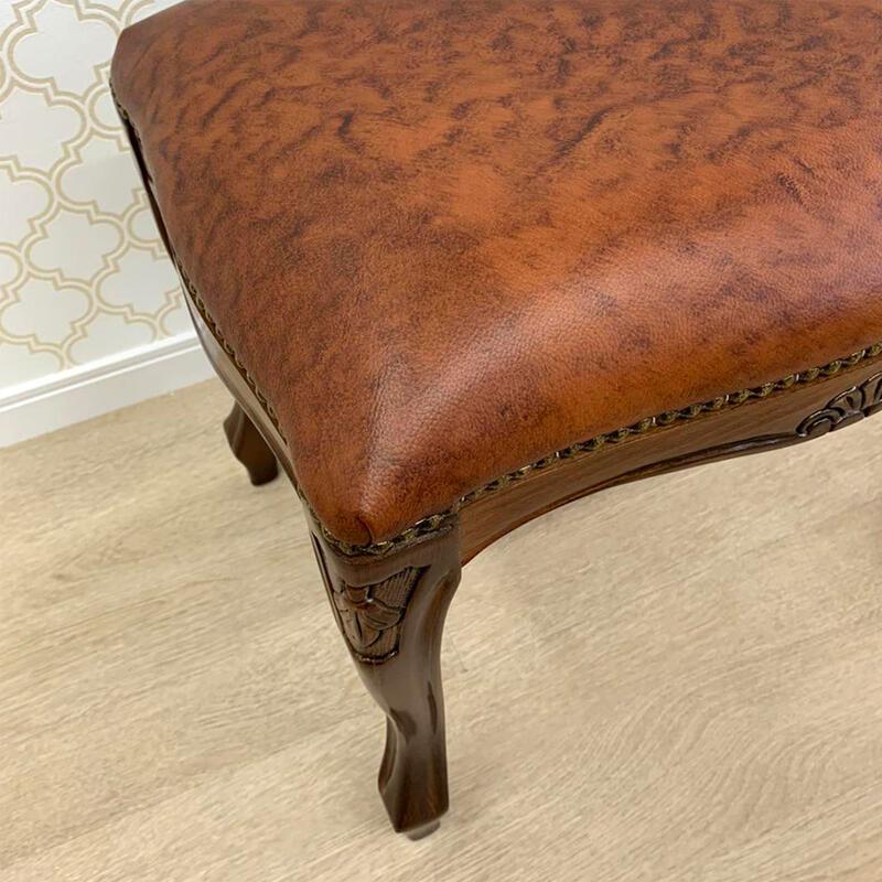 イタリア製 スツール 本革 アンティーク おしゃれ 猫脚 収納