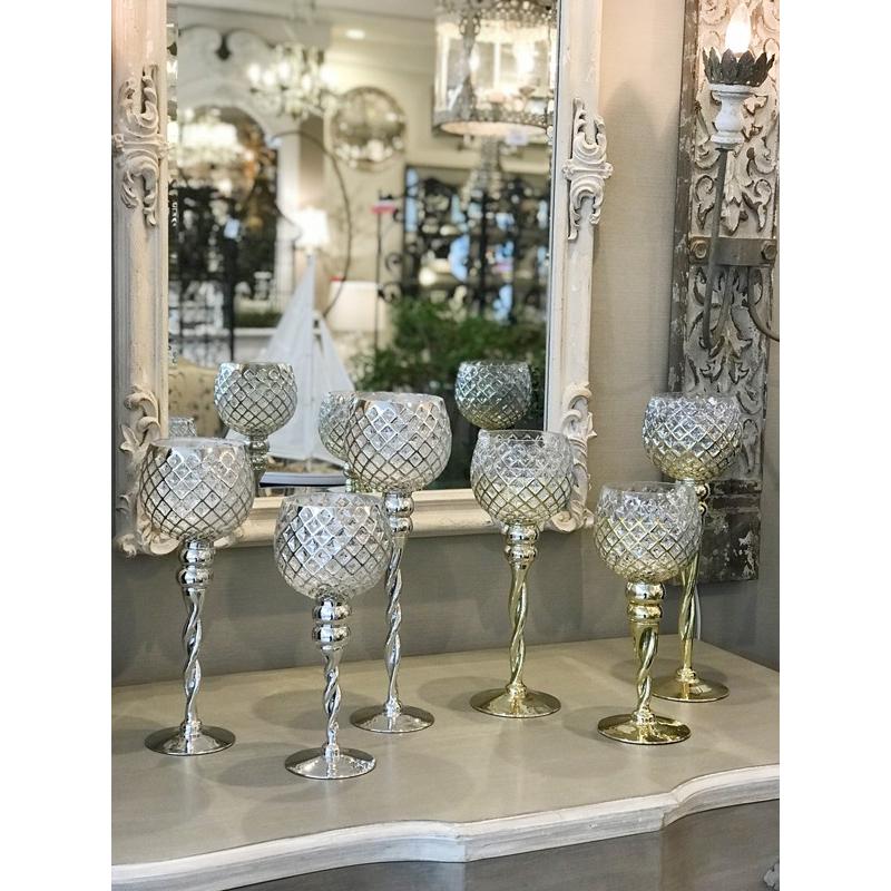 【希少】オブジェ　キャンドルスタンド 送料無料 キャンドルスタンド 3個セットSilver ディスプレイ