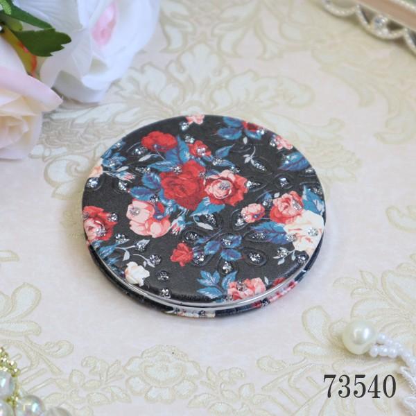 ローズコンパクトミラー ラウンドタイプ 折りたたみ おしゃれ かわいい