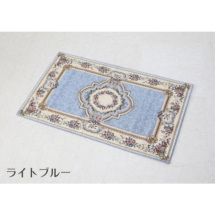 イタリア製 ゴブラン織りラグマット 65×110 ピンク グリーン ブルー