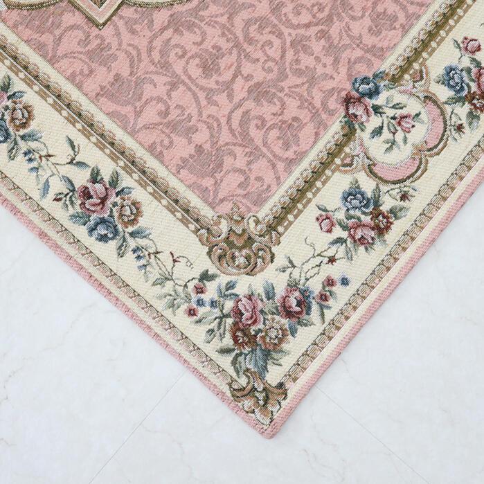 イタリア製 ゴブラン織りラグマット 65×110 ピンク グリーン ブルー
