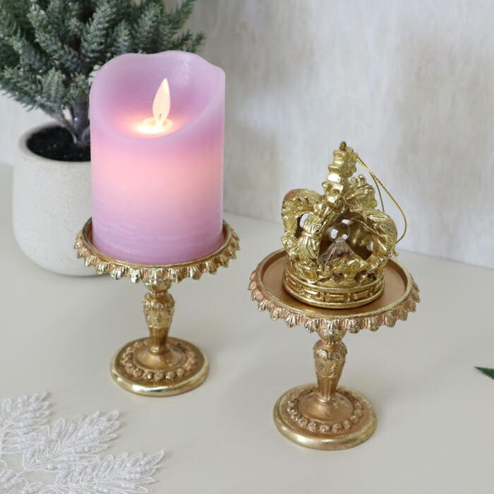 ミニスタンドトレイ アンティークゴールド キャンドルホルダー キャンドルスタンド アンティーク シャビー クリスマス 輸入雑貨 REHM