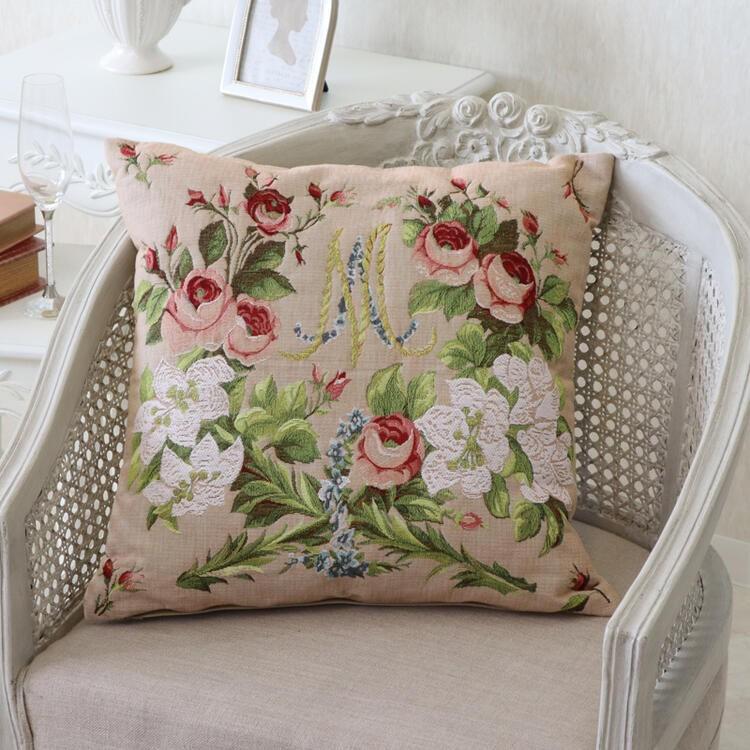 レストローズ　スクエアクッション　花柄　3個 レストローズスクエアクッション花柄3個