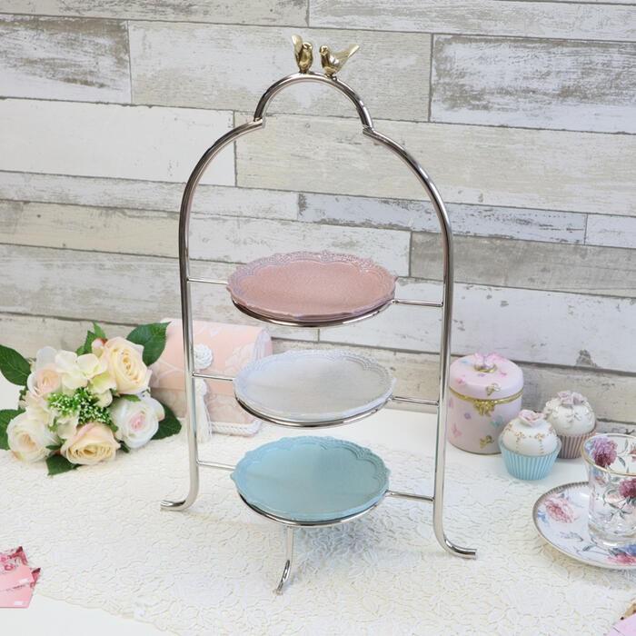 シャトーバード プレートスタンド 3段 イースター トレイ インテリア ディスプレイ ケーキスタンド モダン ショップ シルバー Rehm リエルショップ 通販 Yahoo ショッピング