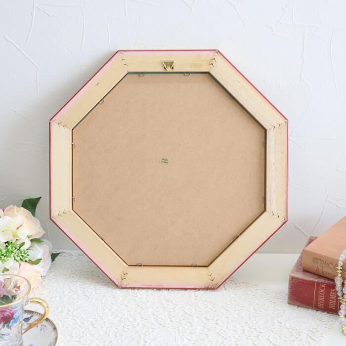 イタリア製 八角形 ウォールミラー グリーン×ゴールド アンティーク