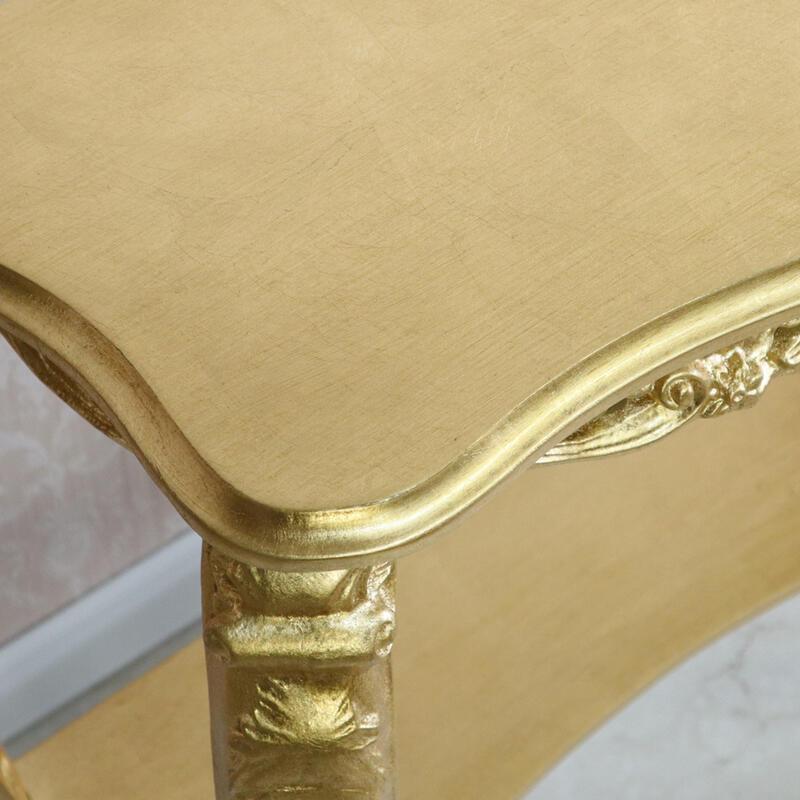 イタリア　コンソール　デスク　ゴールド　彫刻　引き出し付 サイドテーブル イタリア製 コンソール ゴールド コンソールテーブル サイドテーブル