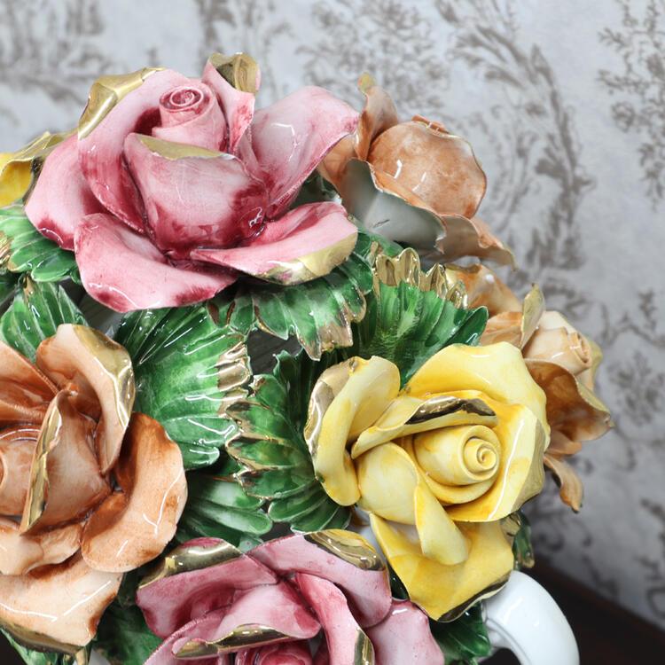 イタリア製 陶花 インテリア クラシック アンティーク フラワー