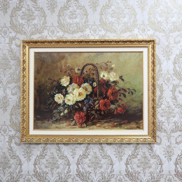 イタリア製 木製花の絵画 トレー お盆 装飾的フレーム付き Amazon