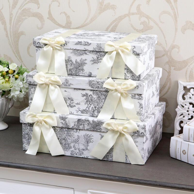 ボックス 3点 小物入れ ジェニファーテイラー トワルドジュイ 33147BX ジェニファーテイラー 収納ボックス3個セット Toile de Jouy