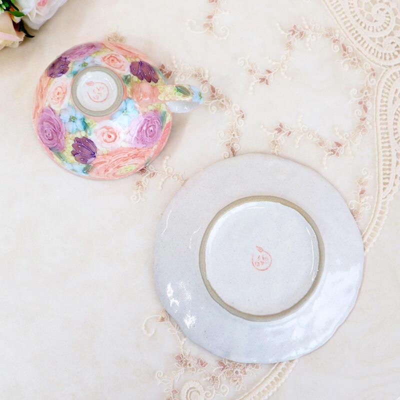 色彩優花 カップ＆ソーサー  カップ コップ ティーカップ ギフト プレゼント おしゃれ かわいい ゆずりは 日本製 国産 送料無料 RE47037