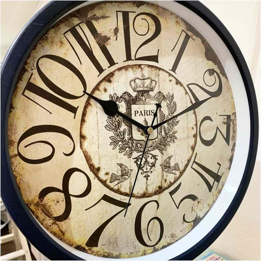 壁掛け両面時計 ステーションクロック ダークブルー アンティーク