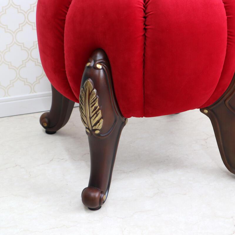 パンプキンスツール レッド 茶脚 スツール チェア オットマン