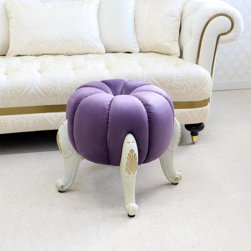 パンプキンスツール ラベンダー 白脚 スツール チェア オットマン