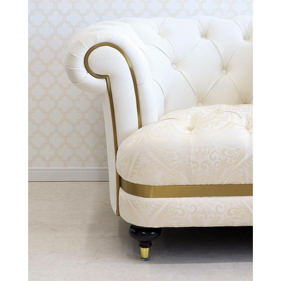 チェスターフィールド 3Pソファ ダマスクベージュ ソファ ベロア