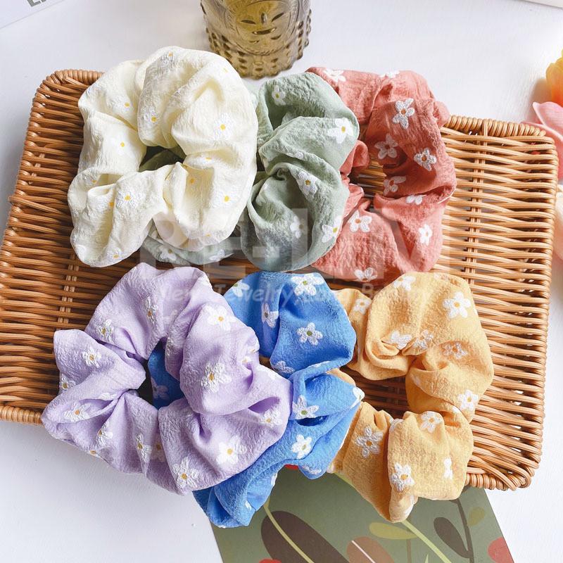 シュシュ 花柄 ヘアアクセサリー 可愛い シンプル 21新作 かわいいデザイン パステルカラーデザインヘアアクセサリー パステルカラーシュシュ 全6カラー 小花柄