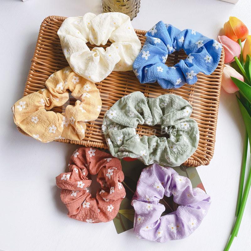 シュシュ 花柄 ヘアアクセサリー 可愛い シンプル 21新作 かわいいデザイン パステルカラーデザインヘアアクセサリー パステルカラーシュシュ 全6カラー 小花柄