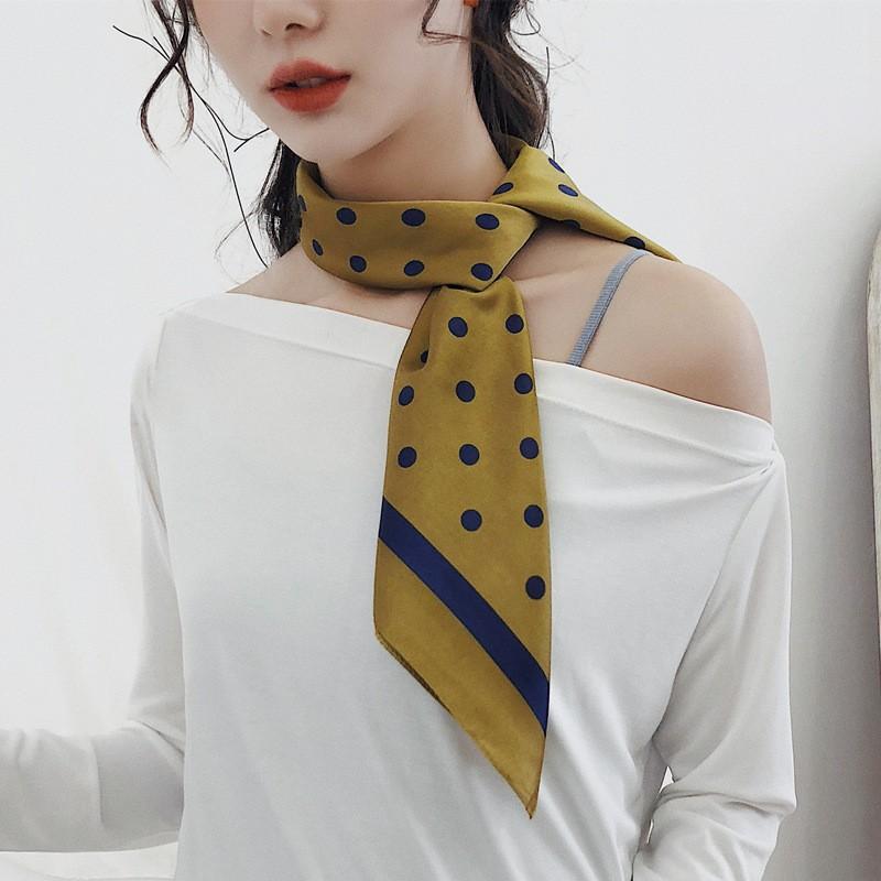 スカーフ バンダナ 首元 Uv対策 紫外線対策 ヘアアレンジ 春 夏 秋 冬 バッグ用 巻きつけ プレゼント 贈りもの 日焼け対策 5種類 水玉 ドット 国際ブランド