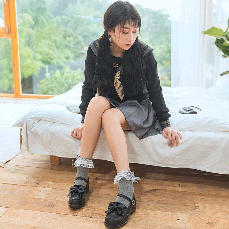 レディース 靴下 ソックス ミドル丈 フリル レース 4種類 : Re-lim